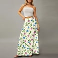 thumbnail image 4 of WTOBBY Women's Casual Leisure Foldable Floral Print High Waist Skirt with Functional Pocket, Draped Relaxed Long Maxi Skirt for Vacation Getaways and Sightseeing,Fluorescent Green L, 4 of 5
