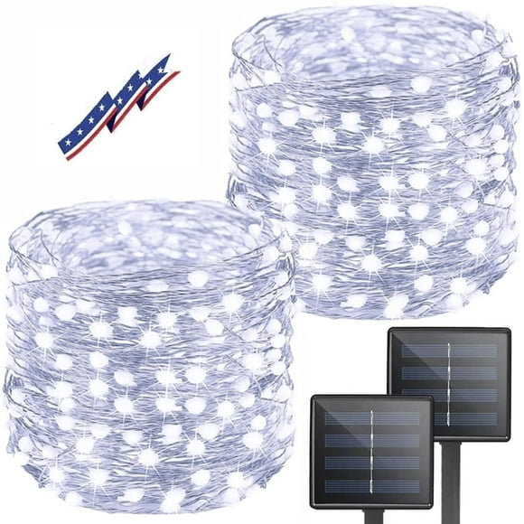 Guirnalda de luces solares BHCLIGHT, paquete de 2 unidades, 24 m, 200 LED, impermeables
