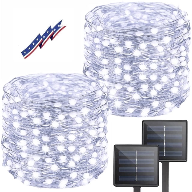 Guirnalda de luces solares BHCLIGHT, paquete de 2 unidades, 24 m, 200 LED, impermeables