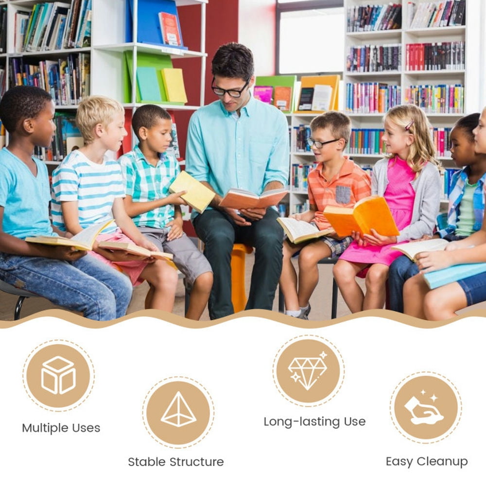 Demi Bonn Set of 6 Portable Plastic Stack Stools, Dining Chairs with Stackable Space Saving Design, Black