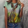 thumbnail image 5 of HTNBO Easter Day T Shirts for Women Funny Casual Summer Rabbit Printed Graphic Short Sleeve Tees Green XXL, 5 of 8