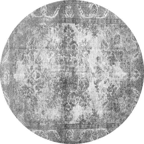 Ahgly Company Indoor Round Abstract Gray Contemporary Area Rugs, 5' Round