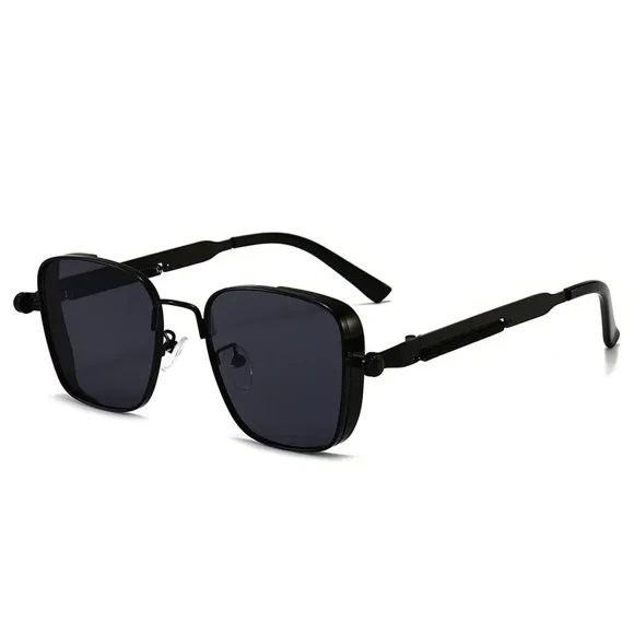 Typpkmm New Sunglasses Men Driving Sunglasses Retro Spring Leg Driving Outdoor Sports Metal Rectangular Decorative Glasses Women Uv400