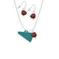 thumbnail image 2 of Delight Jewelry Acrylic 1.25" Teal Megaphone Red Lucky Ladybug Necklace and Dangle Earrings Set, 2 of 6