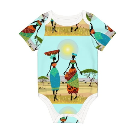 

Coaee African Women for Soft Cotton Baby Short-Sleeve Bodysuit Baby Girls Boys Bodysuit Romper