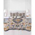 thumbnail image 3 of Boho Chic Ethnic Full Size Down Alternative Comforter, Lightweight Comforter Quilt Bedding Set with Pillow Shams Orange Blue Vintage Tribes All Seasons Bed Comforter Duvet Insert 78"x90", 3 of 7