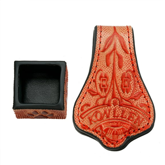 KONLLEN Billiard Chalk Holder with Square Leather Engraved Magnetic Support for Pool Cue Snooker Silent Billiard Accessories