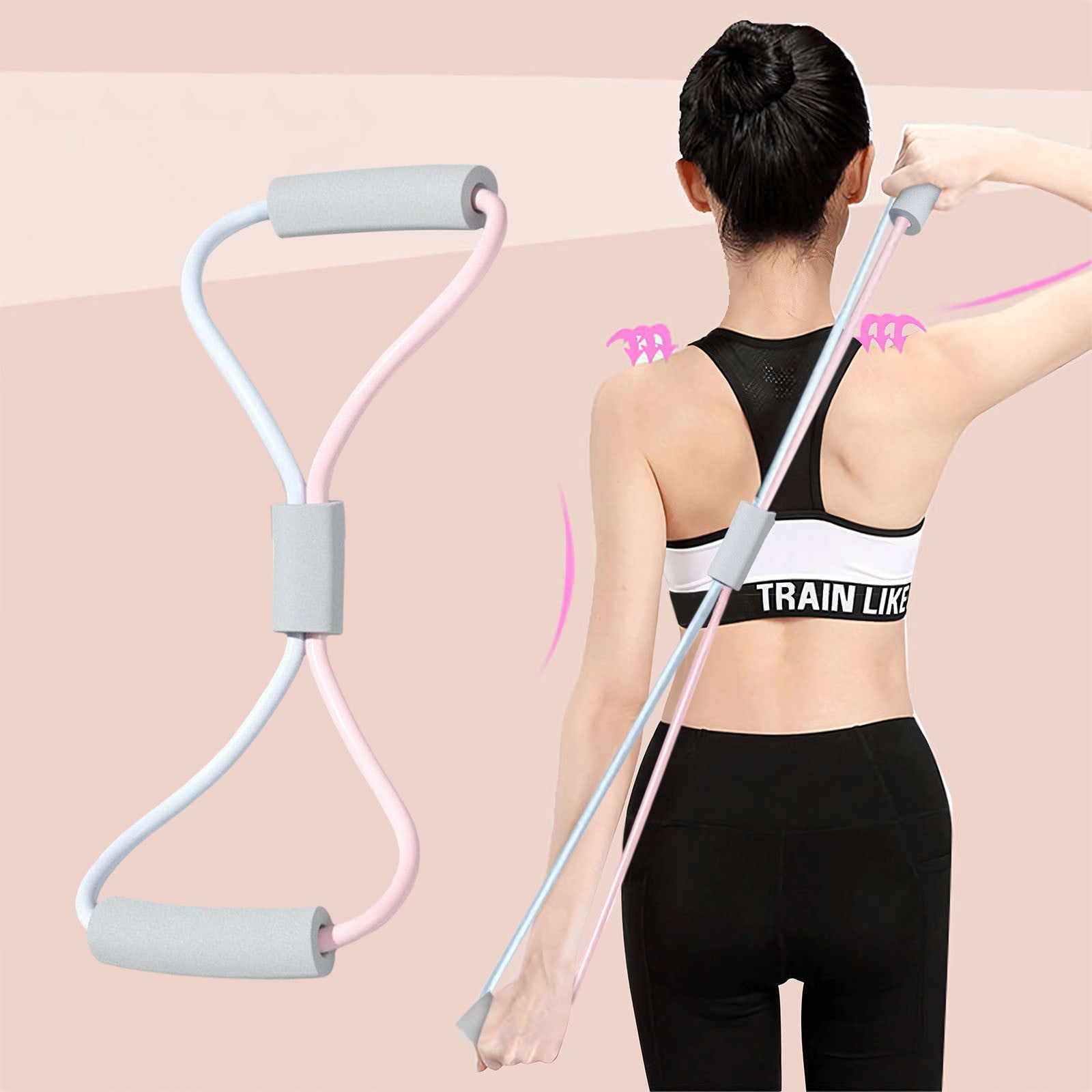 Kokovifyves Resistance Bands Figure 8 Exercise Band Resistance Fitness Equipment Tool for Back Shoulder Neck Stretching Yoga Bands Exercise Loop for Home Workout