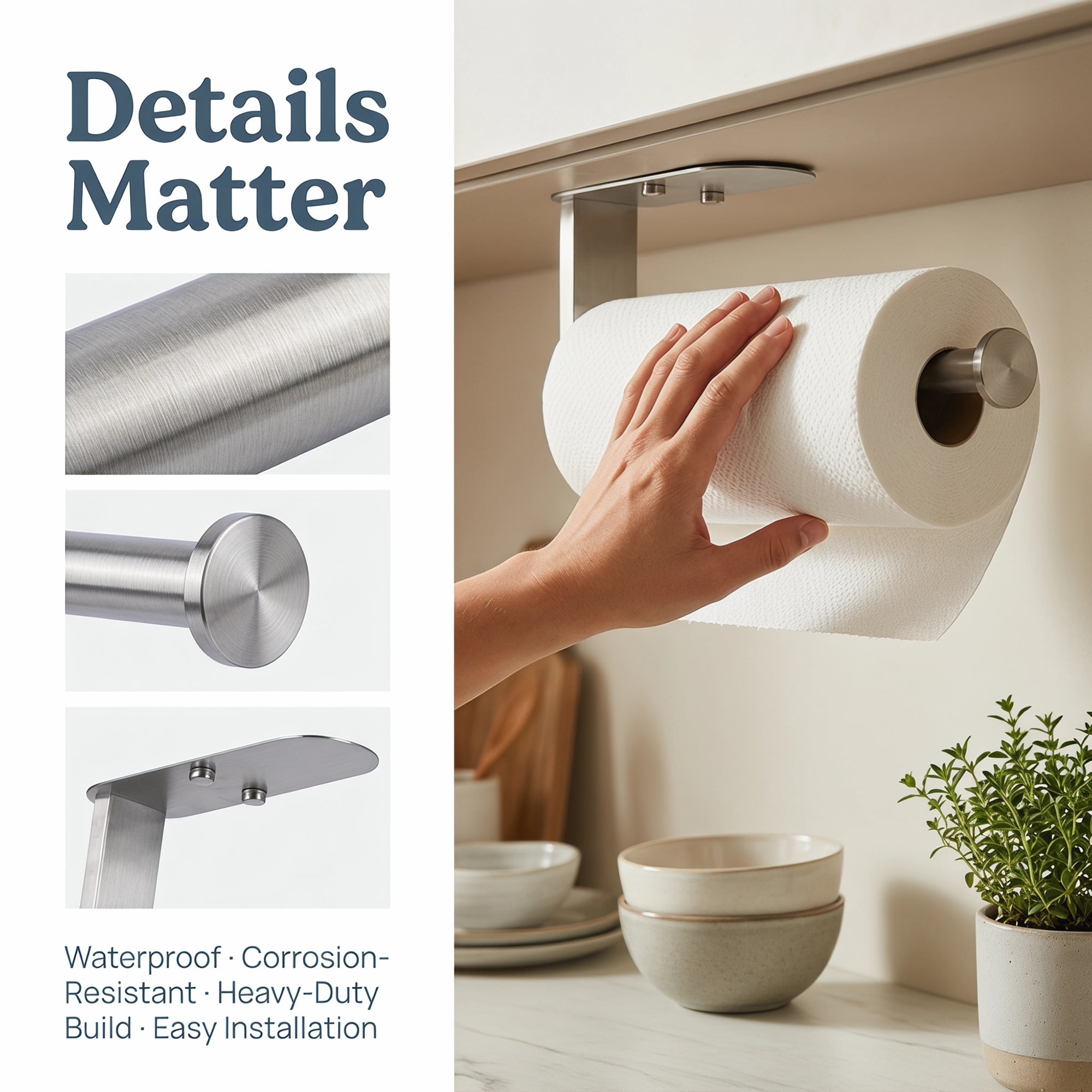 Unique Bargains Wall Mount Metal Rustproof Kitchen Towel Rack Silver C 11.8x3.9inch