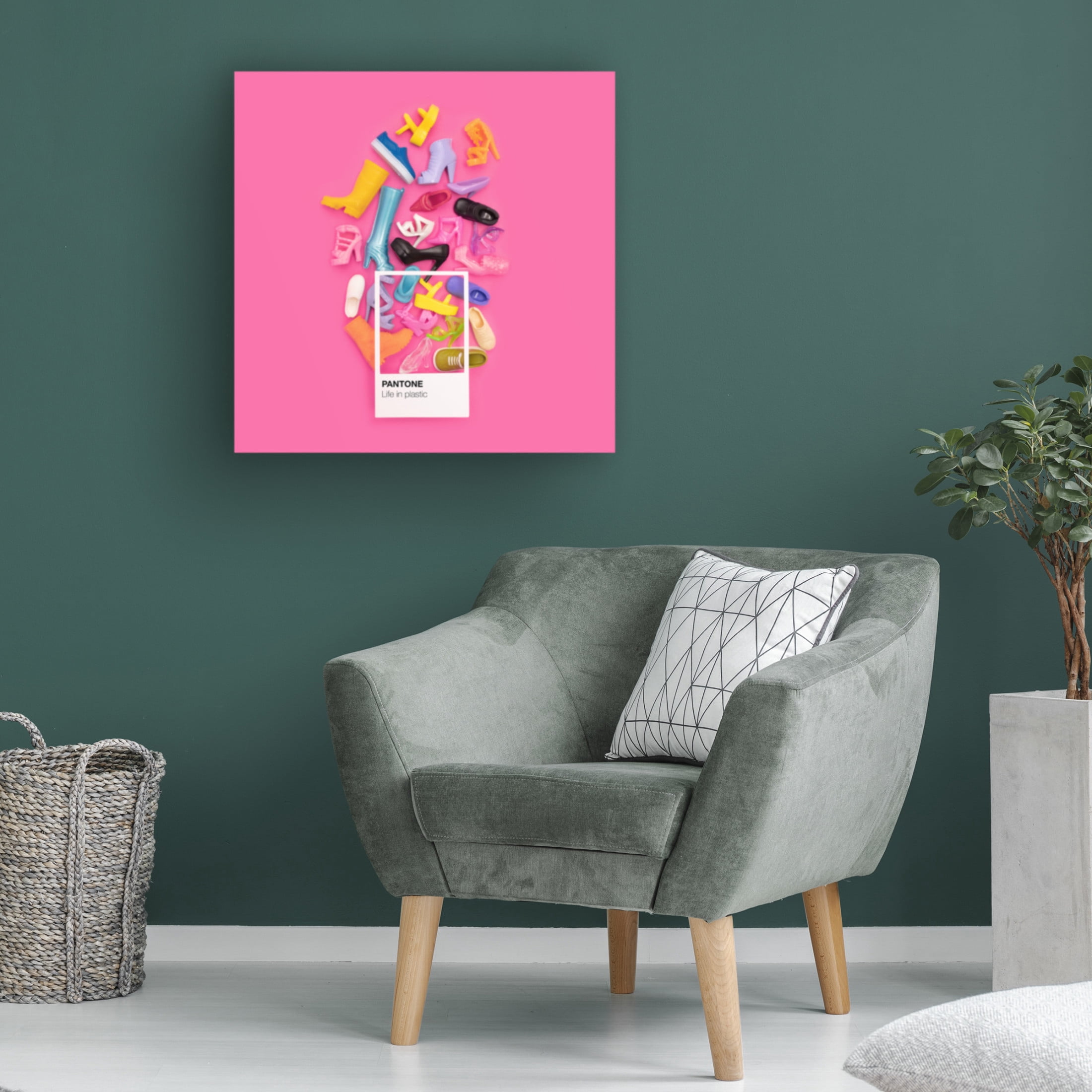 Canvas Wall Art - Julia Ramiro 'Life In Plastic' Wall Art for Living Room, Bedroom, or Office Décor by Trademark Fine Art - 24 x 24 Inches