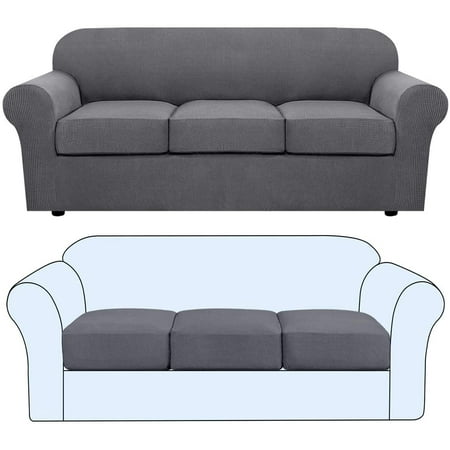 4 Pieces Sofa Covers Base Cover Plus 3 Seat Cushion Bundle With Individual Couch Grey Canada 4 Pieces Sofa Covers Base Cover Plus 3, 3 Seat Individual Cushion Sofa Covers