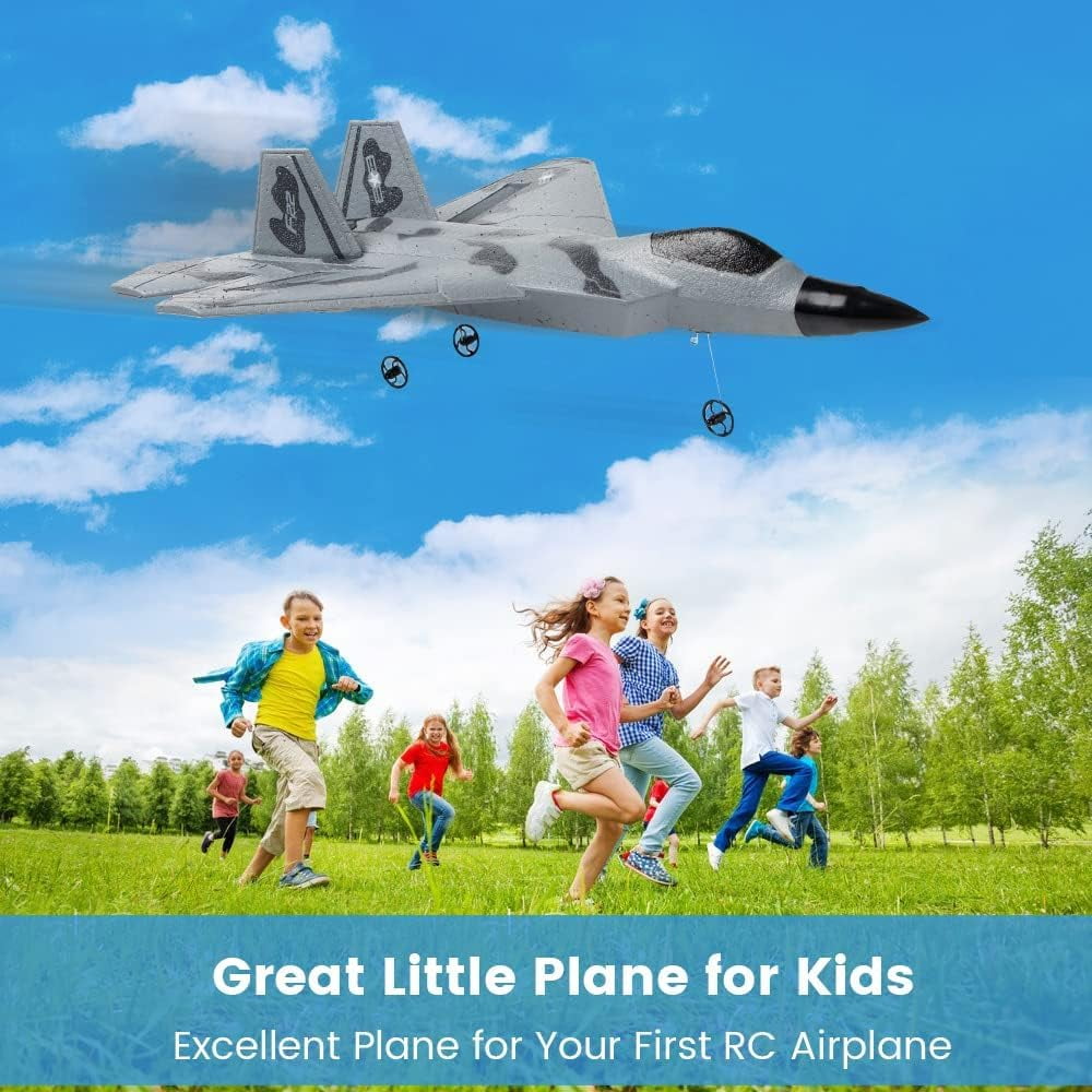JoyStone F22 Raptor Jet Airplane Model, 2 Channels 2.4 GHz RC Plane Toy, Easy to Fly RC Glider for Kids Boys Girls Adults