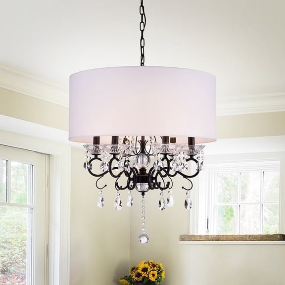 Warehouse of Tiffany RL9270ORB Ninian 25 in. 6-Light Indoor Chrome Finish Chandelier with Light Kit