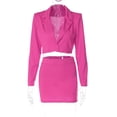 thumbnail image 3 of Falda Conjunto de 2 piezas para mujer, conjunto informal de 2 piezas a juego, conjuntos de trabajo cortos ajustados y pequeños Ygjytge Rosa Roja S para Mujer, 3 of 8