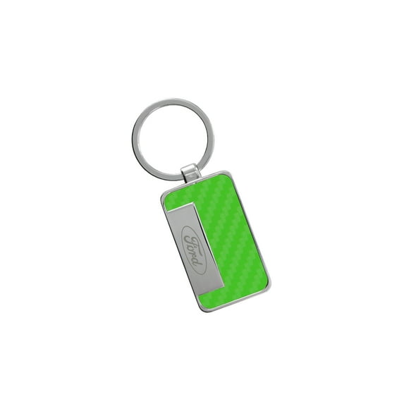 Ford Rectangle Key Chain With Green Carbon Fiber Inlay