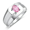 thumbnail image 4 of RYLOS Men's Rings 14K White Gold Ring Classic Solitaire 7X5MM Oval Shape Gemstone Designer Band Pink Ice October Birthstone Rings For Men Size 10, 4 of 7