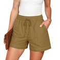 thumbnail image 5 of Women's Casual Shorts Comfy Elastic Waist Lightweight Summer Wide Leg Comfy Trendy Shorts with Pockets by Yigetop Beige L, 5 of 7