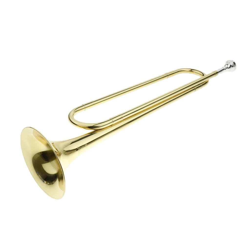LeeQinersw Durable Brass Youth Kids Students Mini Marching Bugle Trumpet Golden, B Key