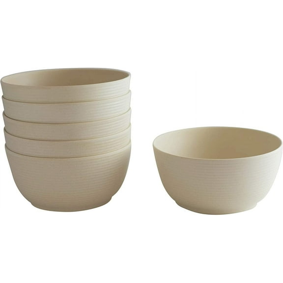 Natura Green- Bamboo Whirl Bowls- Set of 6-24 oz. (700ml) each (Ivory White)