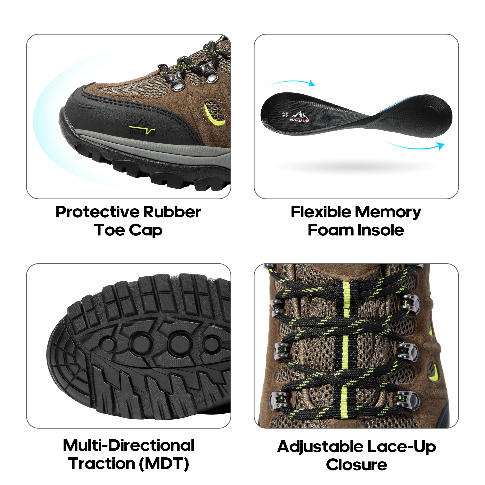 NORTIV 8 Men's Waterproof Leather Low-Top Hiking Shoes for Outdoor Trekking, Camping, and Walking
