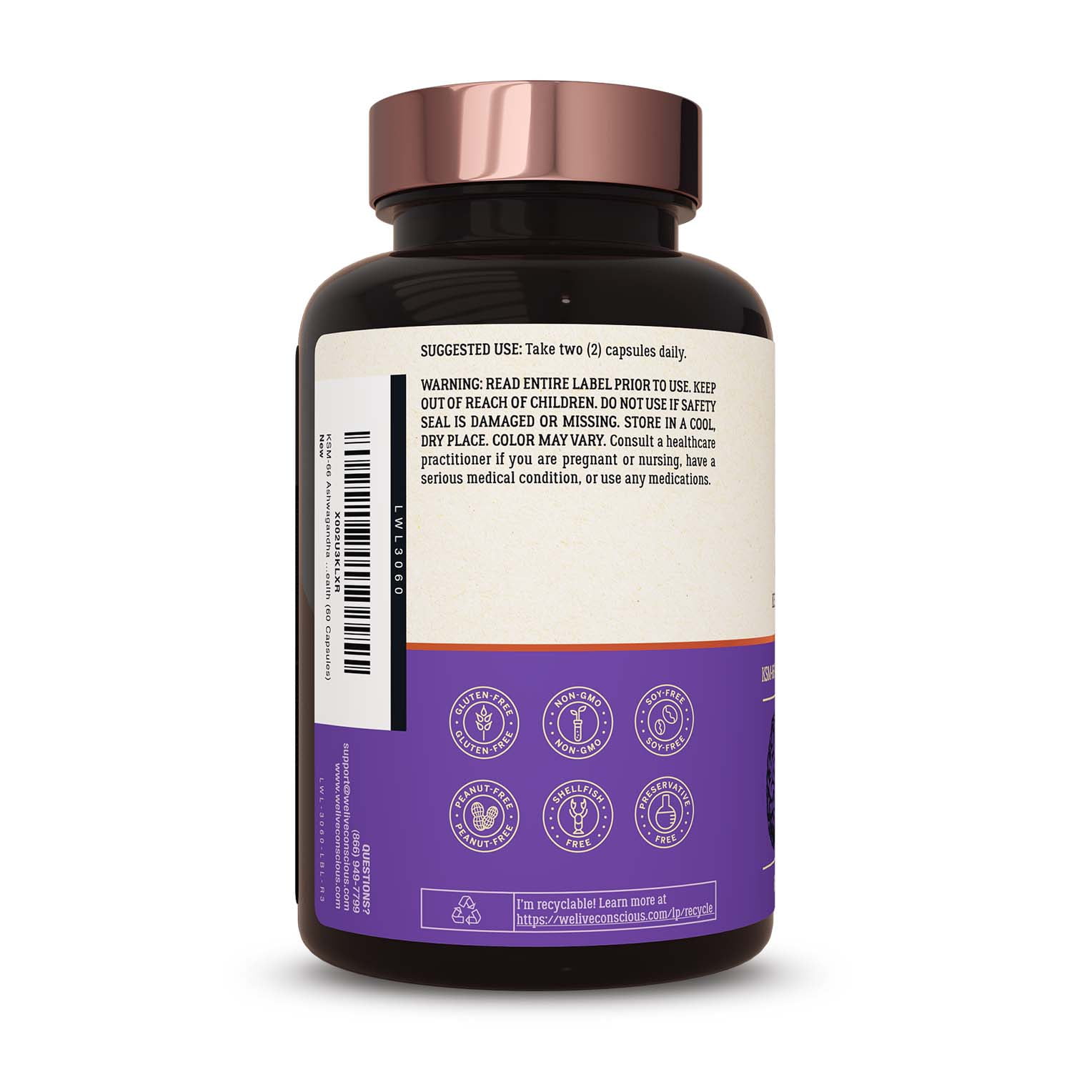 KSM-66 Ashwagandha + AlphaWave - ZenWell by Live Conscious | Cognitive,  Brain Health (60 Capsules)