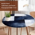 thumbnail image 3 of Blue White Round Tablecloth 55-60 Inch Round Fitted Table Cloth with Elastic Edge, Abstract Graffiti Graffiti Art Paint Waterproof Table Cover Protector for Outdoor Picnic Party Dining, 3 of 6