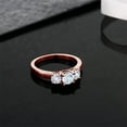 thumbnail image 3 of Gem Stone King 1.00 Ct Sky Blue Aquamarine White Created Sapphire 18K Rose Gold Plated Silver Ring (Size 6), 3 of 5