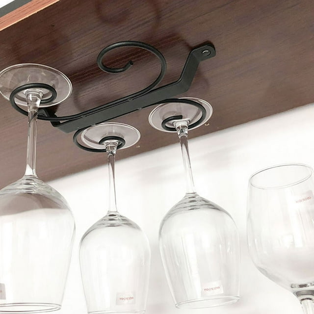 Muyoka Estante para copas de vino: debajo del gabinete, soporte para copas de vino, colgador de almacenamiento, organizador de metal para bar, cocina, negro Muyoka Hogar