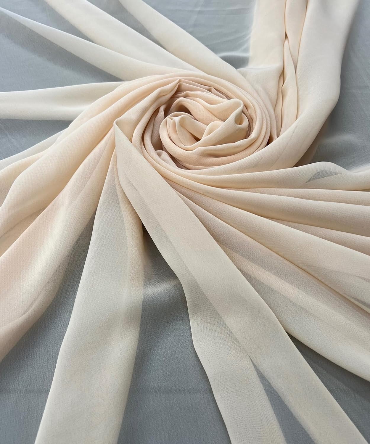 5 Yard (Beige) Matte Chiffon Fabric by the yard, sheer soft fabric for wedding, arch draping, baby shower, chuppah, drapery fabric