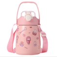 thumbnail image 3 of Sonducket Taza de agua con correa y pajita para mujer, taza a prueba de fugas de gran capacidad, de acero inoxidable, para viajes al aire libre, tazas para Kits de desorden para acampar Rosa Sonducket OD014862-02, 3 of 6