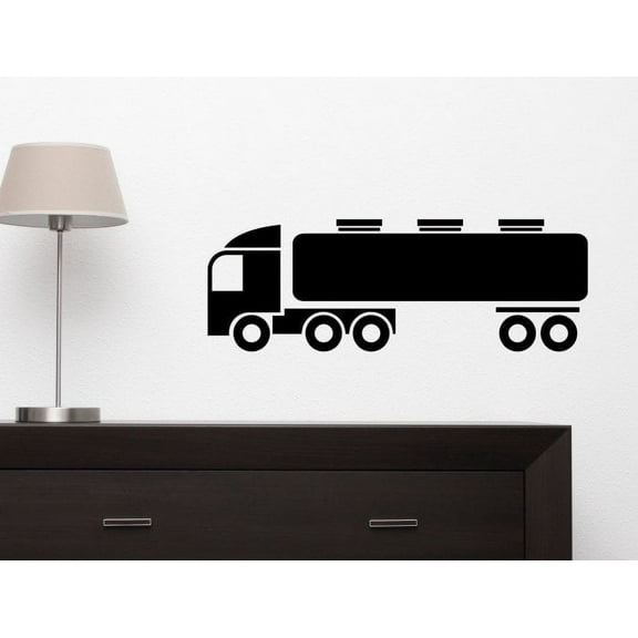 Tanker Truck Wall Decor for Boys Room Semi Wall Art Graphic Decal Sticker 23x8-Inch Black