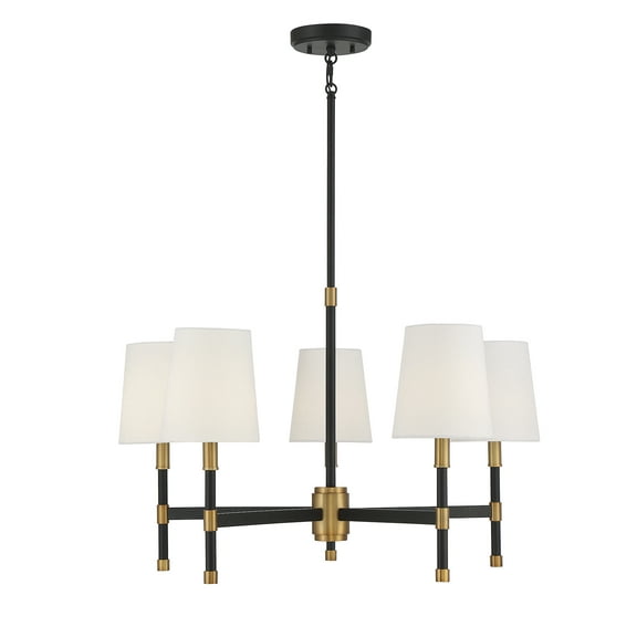 Brody 5-Light Chandelier in Matte Black with Warm Brass Accents