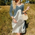 thumbnail image 3 of Abstract Neutral Wavy Design Women's Fall Dresses Casual Loose Flowy Swing Shift Dress, 3 of 9