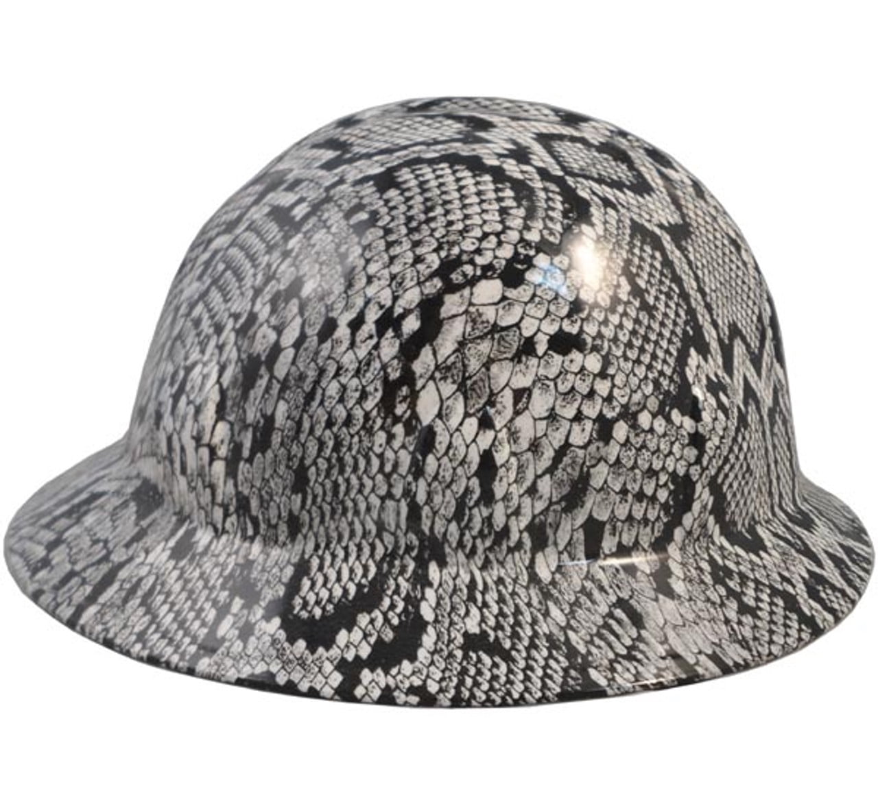 Snakeskin White Hydro Dipped Hard Hats Full Brim Style
