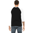 thumbnail image 4 of BELLA + CANVAS Men's Baseball T-Shirt, 3/4 Sleeve Raglan Tee, Soft Cotton Blend, Black/ White, S, 4 of 5