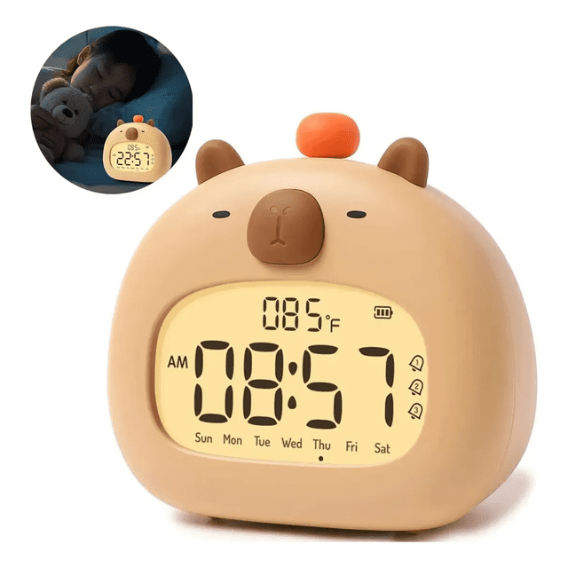 Despertador Led Con Capibara Y Juguete De Peluche Para Niños Xtellar cafe