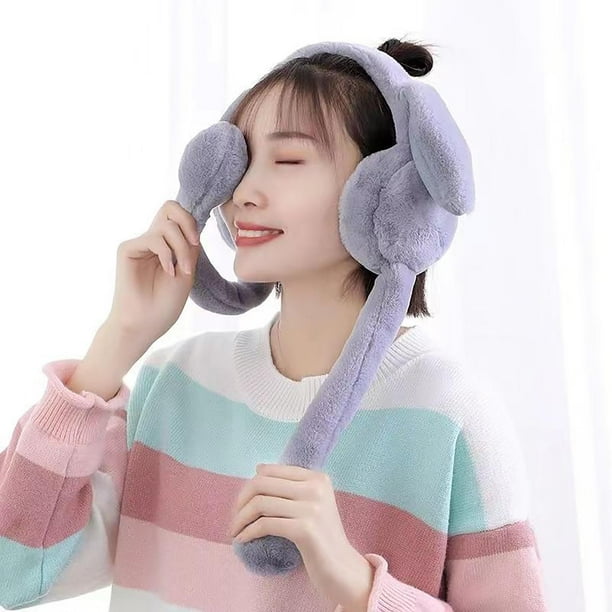 Pavied Earmuffs,Unisex Ear Moving Bunny Ear Cute Rabbit Warmers