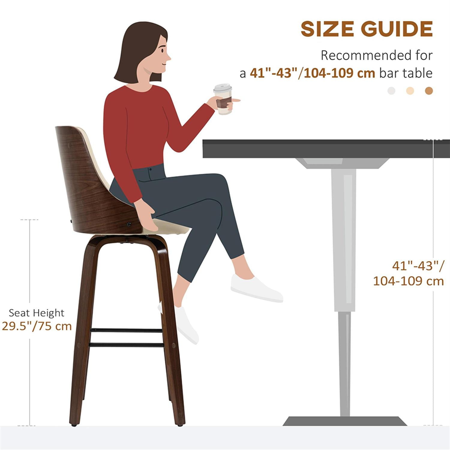 Demi Bonn Modern PU Leather Swivel Bar Stool Set of 4, Cushioned Bar Height Stool with Tufted Back and Solid Wood Legs for Kitchen, Dinning Room, Beige