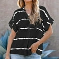 thumbnail image 2 of VEKDONE Stripe Short Sleeve T-shirt for Women Button V-Neck Shirts Summer Loose Fit Tops Lightweight Casual Tees Soft Comfy Blouse Camiseta de manga corta, 2 of 8