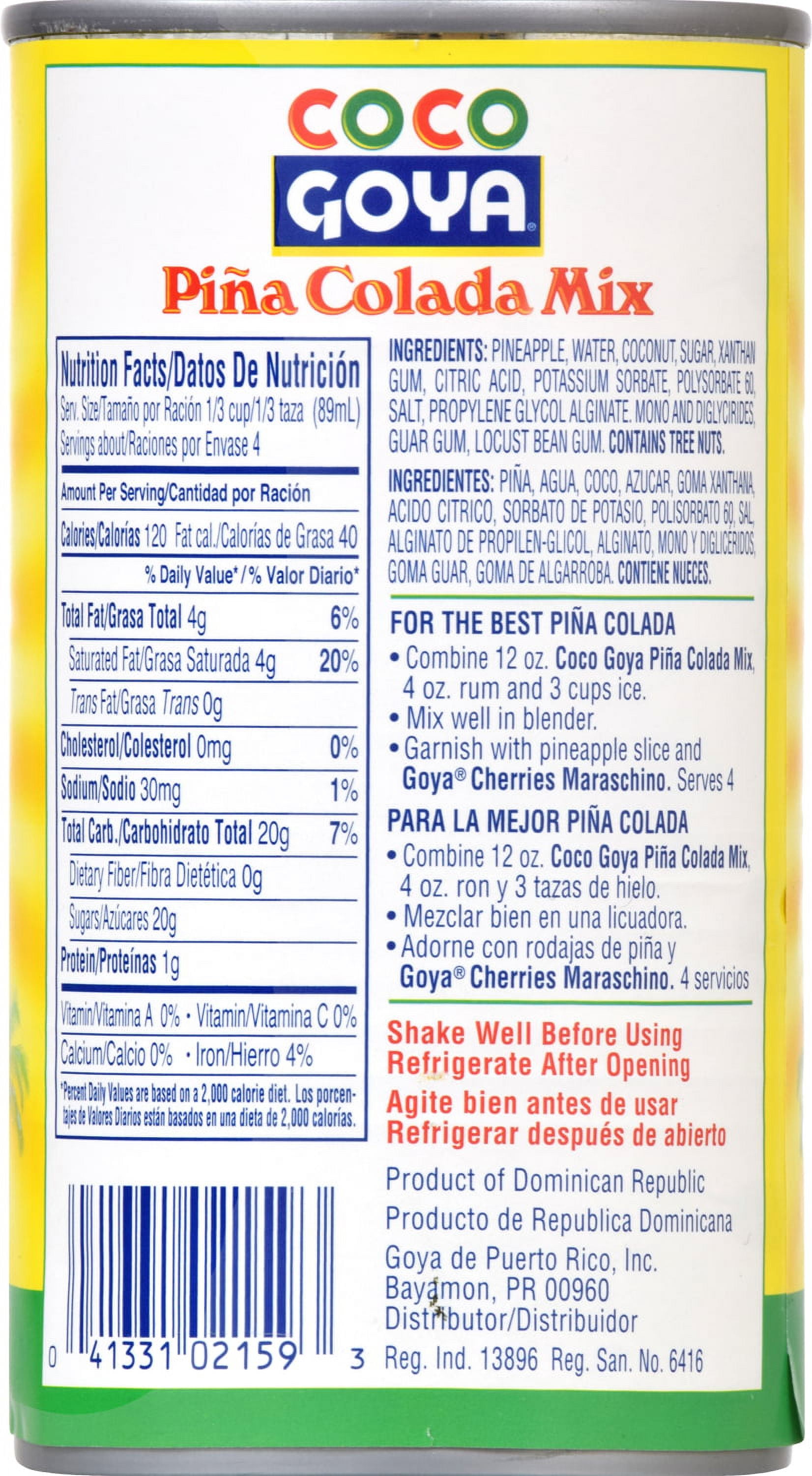 (2 pack) GOYA Coco Pina Colada Mix, 12 Oz