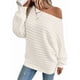 thumbnail image 1 of Suéteres de Otoño para Mujer, Hombros Descubiertos, Mangas Murciélago, Tops de Punto Texturizados, Suéter Extragrande de un Solo Hombro. Benbai L, 1 of 8