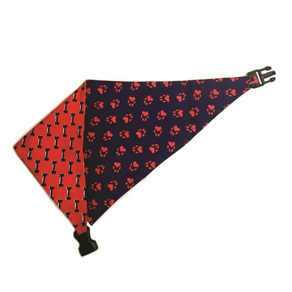 Blue & Red Reversible Dog Bandana