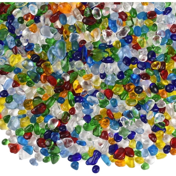 HUIANER 1LB Colorful Aquarium Glass Pebbles, Irregular Decorative Rocks Gems for Fish Tank, Vase Filler, Garden & Home Decoration