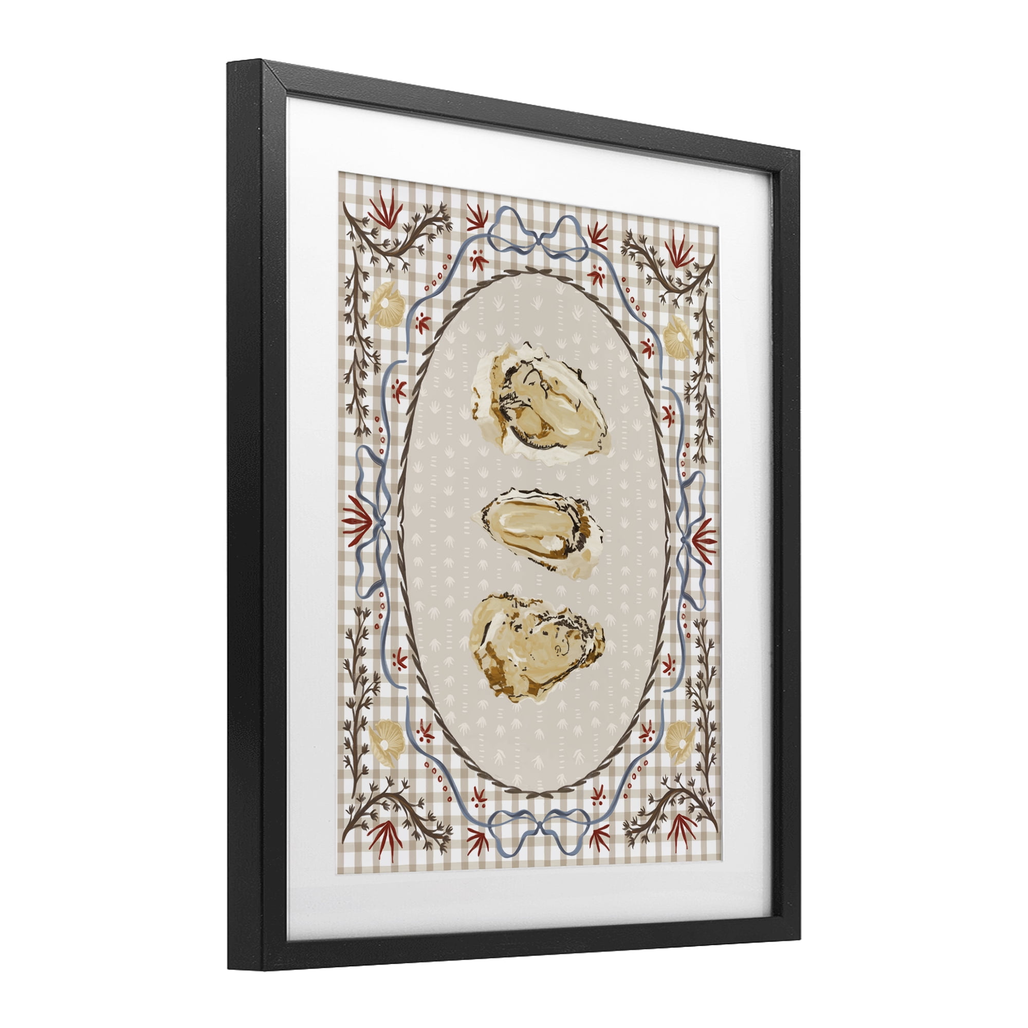 Stupell Industries Vintage Oyster Trio Black Framed Print Under Glass, design by Vero Illustrates