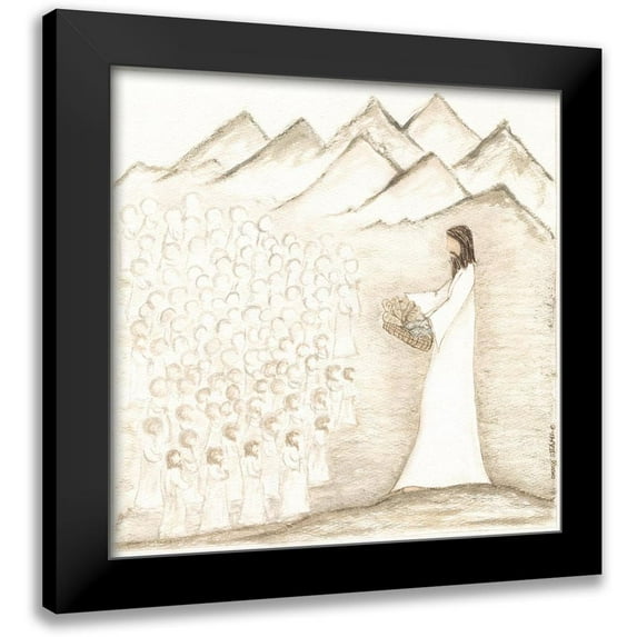 Shamp, Cindy 15x15 Black Modern Framed Museum Art Print Titled - Jesus Feeds Five Thousand