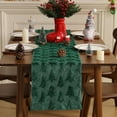 thumbnail image 3 of TETOU Christmas Tree Jacquard Table Runner 13x72 Inch Soft Plush Faux Fur Table Decoration for Christmas Home Party - Green, 3 of 6