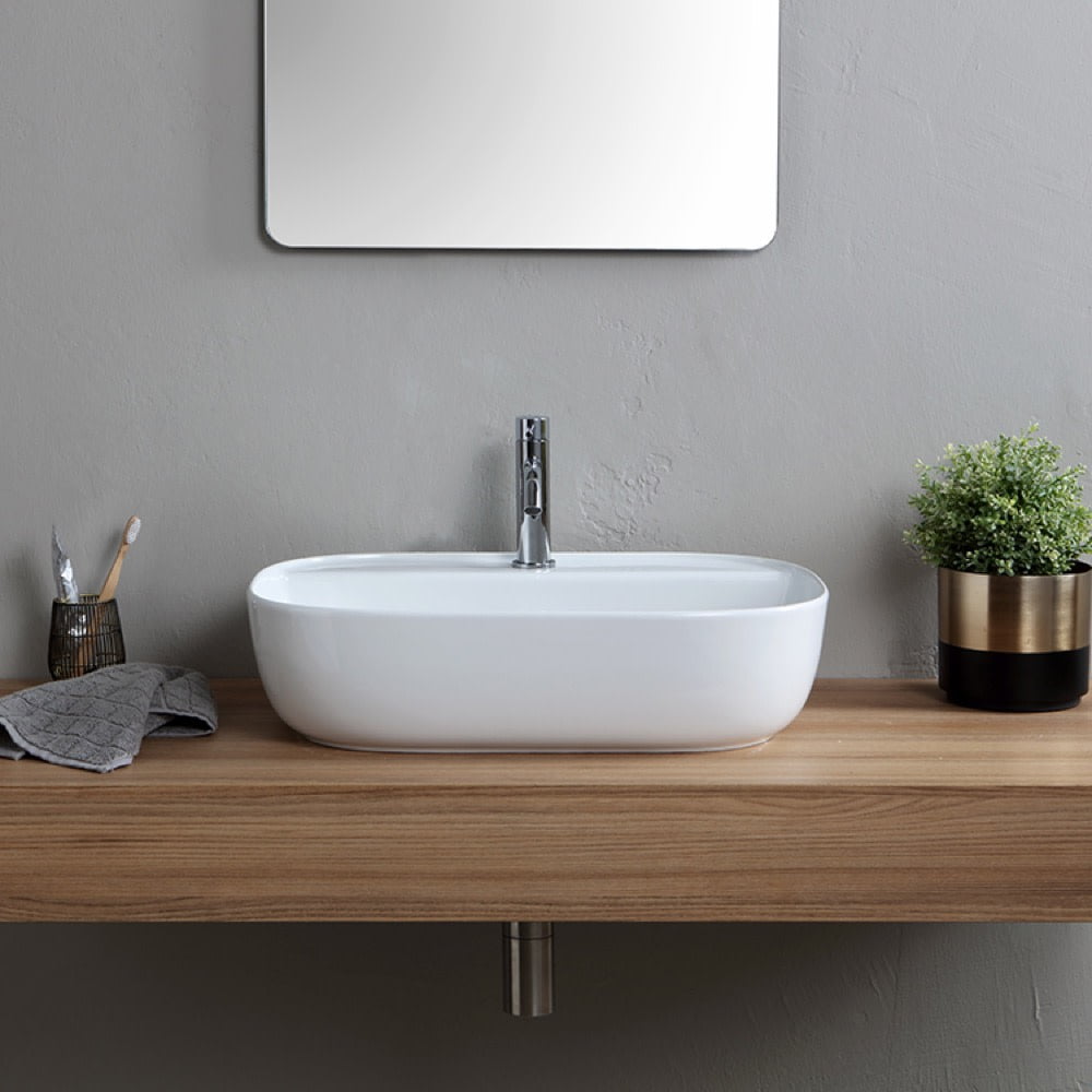 Nameeks Scarabeo 1802-One Hole Scarabeo Glam 23" Rectangular Ceramic Vessel Bathroom Sink