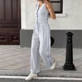 thumbnail image 4 of Women's Color Casual Fashion Sleeveless Vest And Pants Two-piece Set Gray 2XL Gray 2XL, 4 of 7