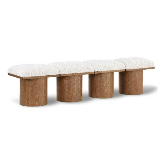 Pemberly Row Modern / Contemporary Cream Boucle Fabric Bench
