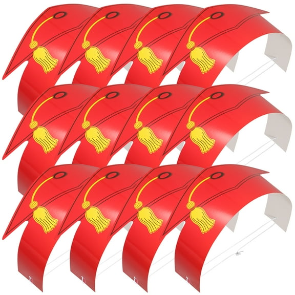 unbranded  12 Pcs Graduation PhD Paper Cap School Hat Gift Kid Gifts Hats Child Red